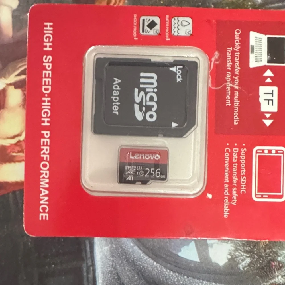 Lenovo Black and Red Micro SD Card with Adapter
